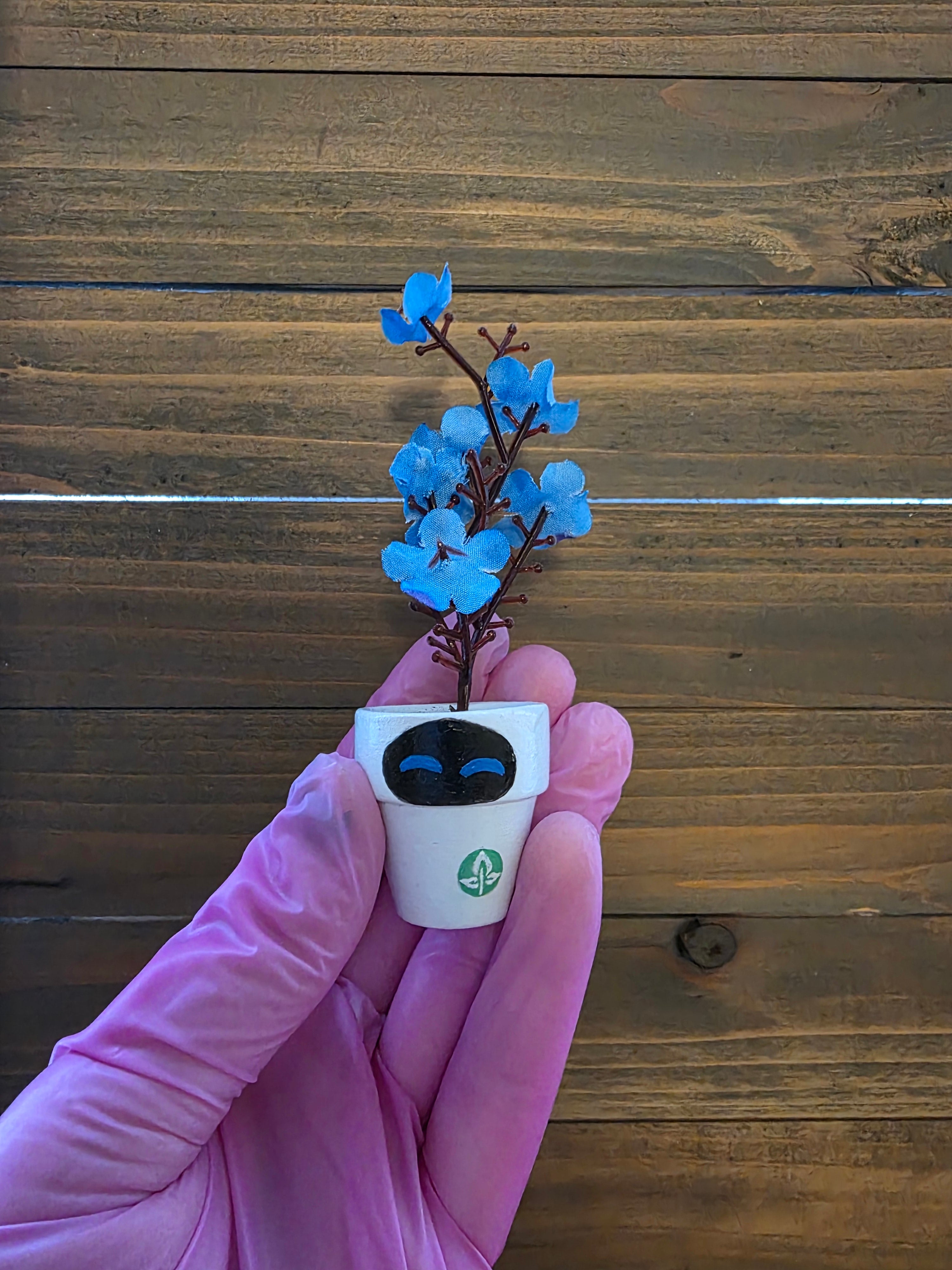 Girly White Robot - Mini Flower Pot